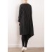 Organic black striped cotton Long Shirts v neck asymmetric Maxi Dresses