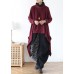 spring high neck red knit sweat tops plus size clothing asymmetric hem knit blouse