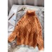 Cozy orange knitted top thick spring fashion high neck sweaters