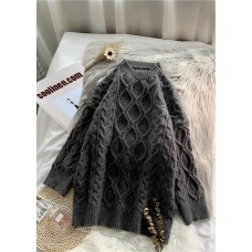 Fashion o neck baggy Sweater dress outfit Moda dark gray Mujer knit dresses