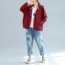 autumn burgundy casual cotton coats chunky oversize hooded long sleeve short cardigans outwear