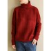 Comfy spring red knit tops fall fashion high neck knit blouse