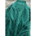 Women green Sweater dress outfit plus size high neck thick daily  knit dress