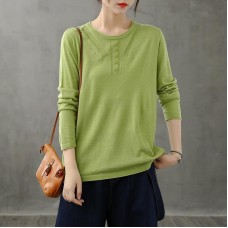 French green blouses for women o neck long sleeve short fall blouse