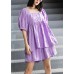 Slimming suit new large size bubble sleeve purple shirt shorts two-piece suit