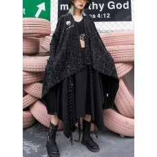 For fall blended outwear trendy plus size black asymmetric cardigan