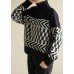 Vintage high neck black knit tops plus size clothing wild sweater tops