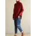 Comfy spring red knit tops fall fashion high neck knit blouse