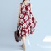 women red linen dresses oversize traveling dress Fine sleeveless floral cotton dresses