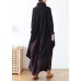 Women black knit blouse asymmetric hem oversize high neck knit tops