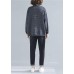 spring gray striped knit blouse high neck trendy plus size spring knitwear