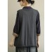 Aesthetic knitwear plus size dark gray v neck sleeveless knitted jackets