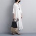 Fine natural dress  plus size Ethnic Women Embroidery Three Quarter Sleeve White Dress