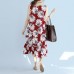 women red linen dresses oversize traveling dress Fine sleeveless floral cotton dresses